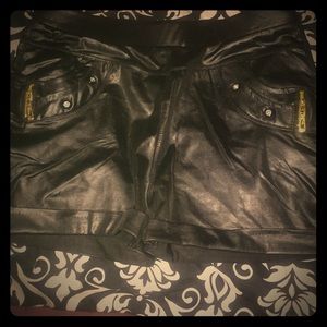 Black leather biker shorts
